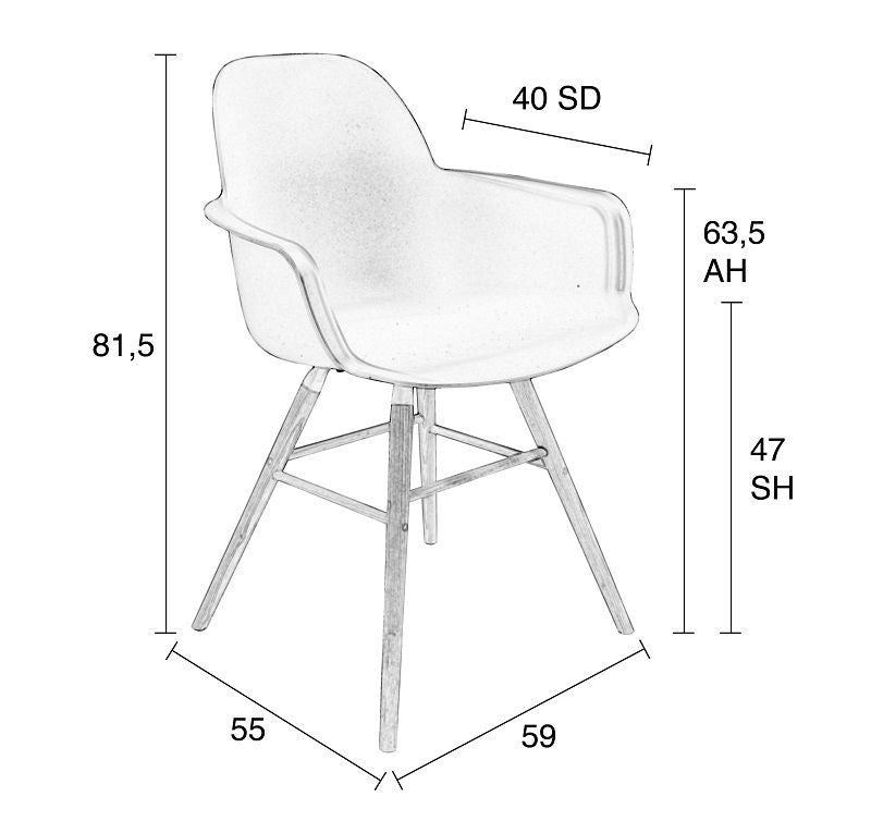 Zuiver Albert Kuip Dining Chair Armest - White