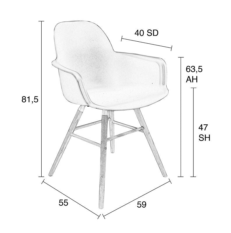 Zuiver Albert Kuip Dining Chair Armests - Taupe