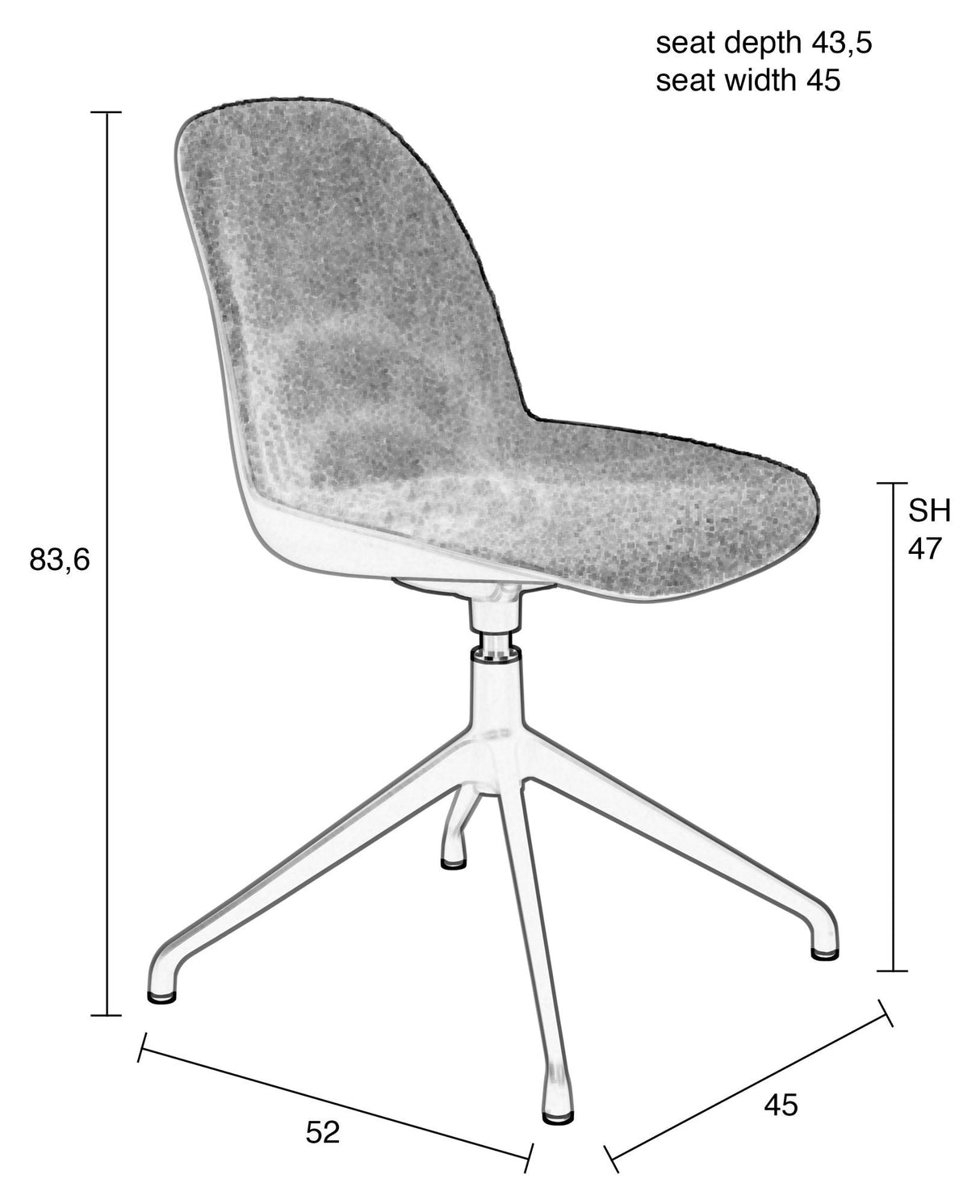 Albert Kuip matsstol med svängbar fot, taupe