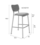 Zuiver Benson Barstool - Grey Blue