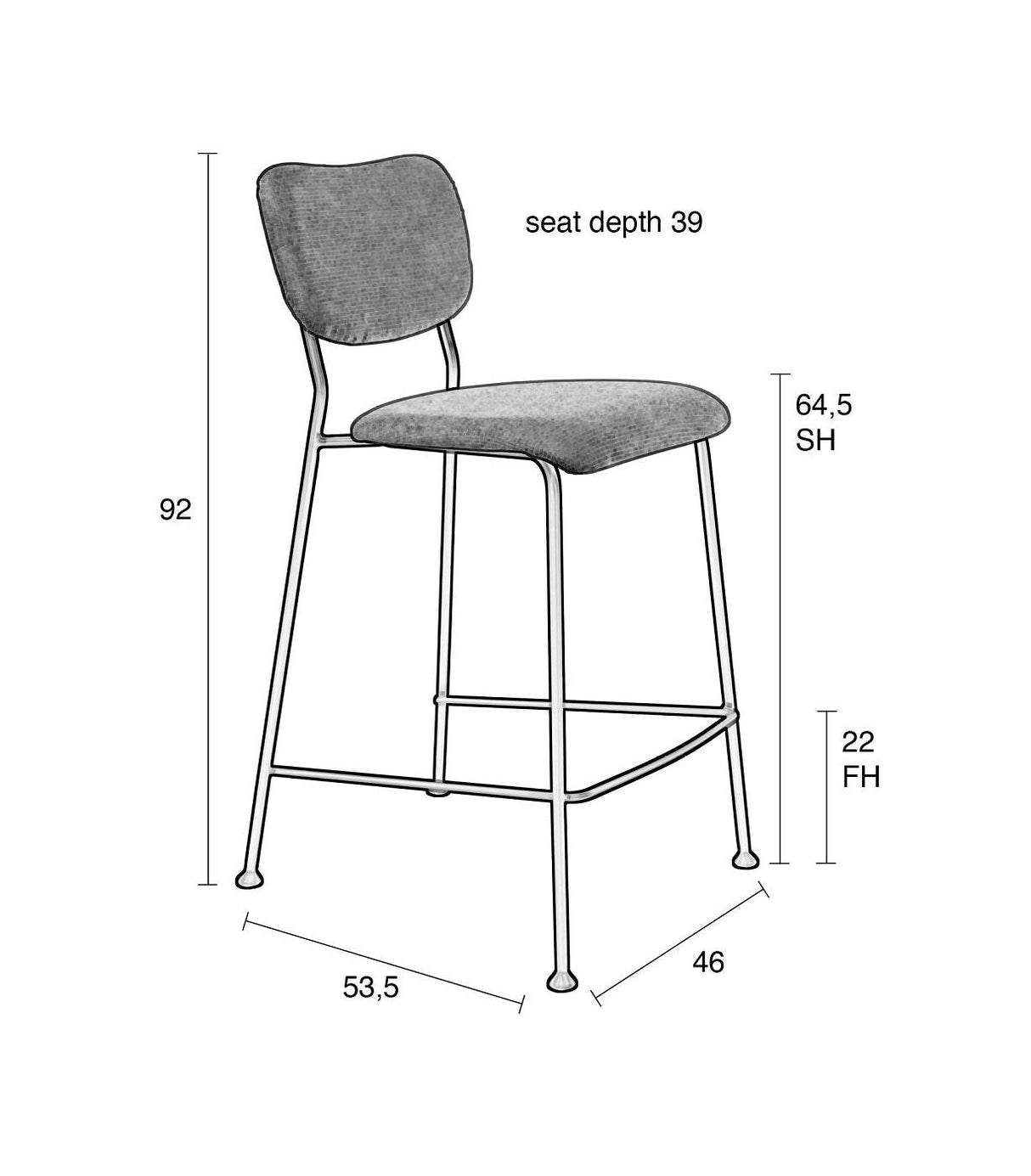 Zuiver Benson Barstol - Grön, SH: 64,5 cm