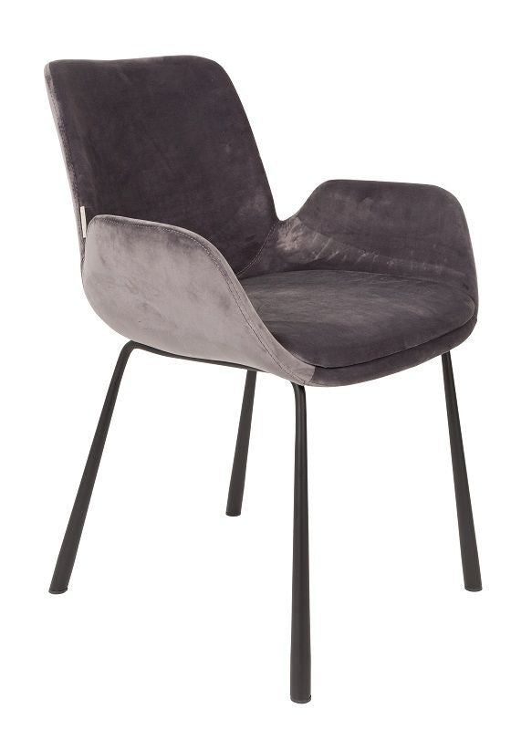 Zuiver Brit Dining Chair w/Armstests - Dark Grey