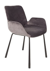 Zuiver Brit Dining Chair w/Armstests - Dark Grey