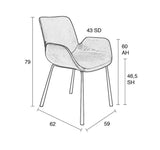 Zuiver Brit Dining Chair w/Armstests - Bensin