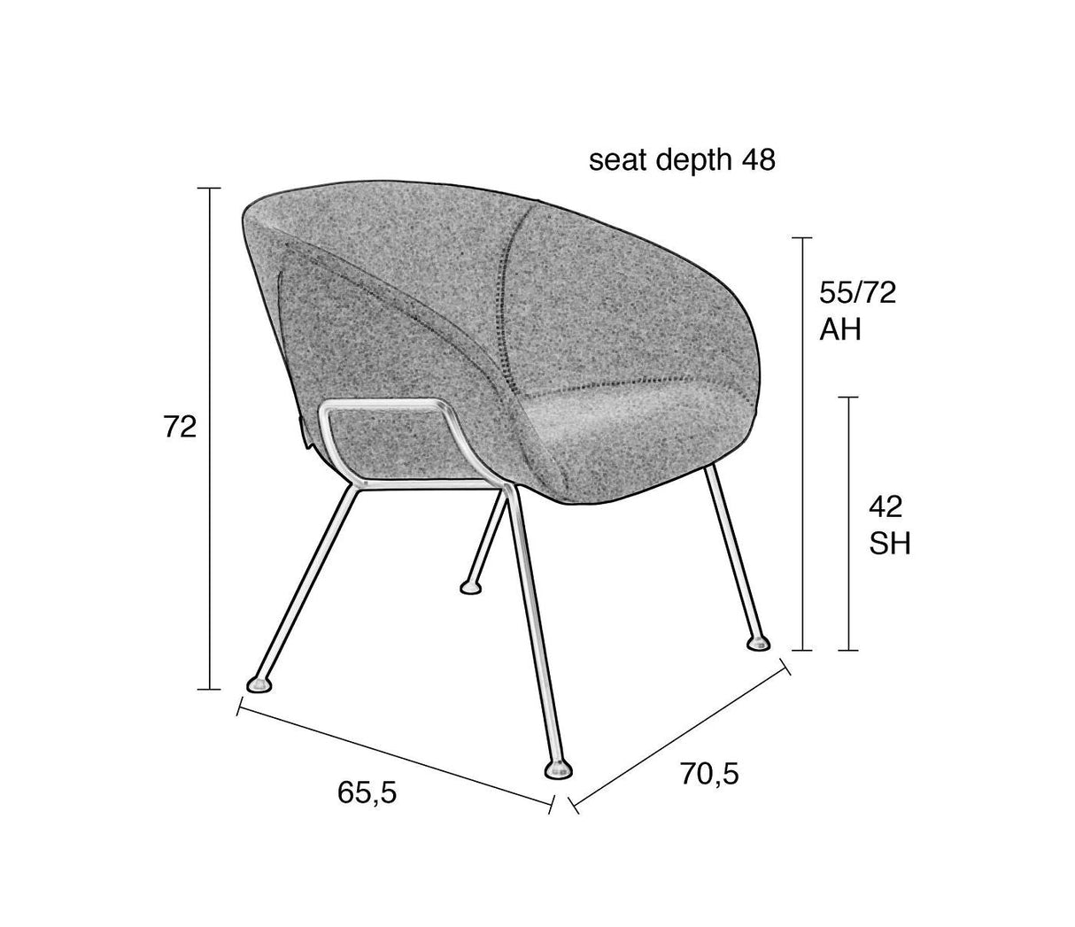 Zuiver Feston Lounge Chair - Grått tyg