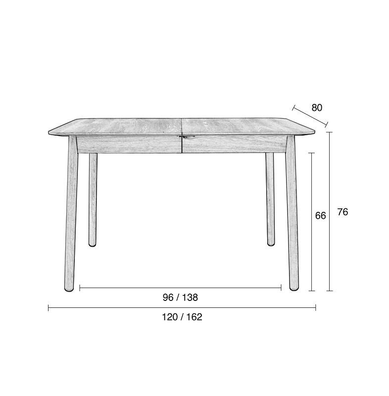 Zuiver Glimps matbord - Butterfly Pull -Out 120x80