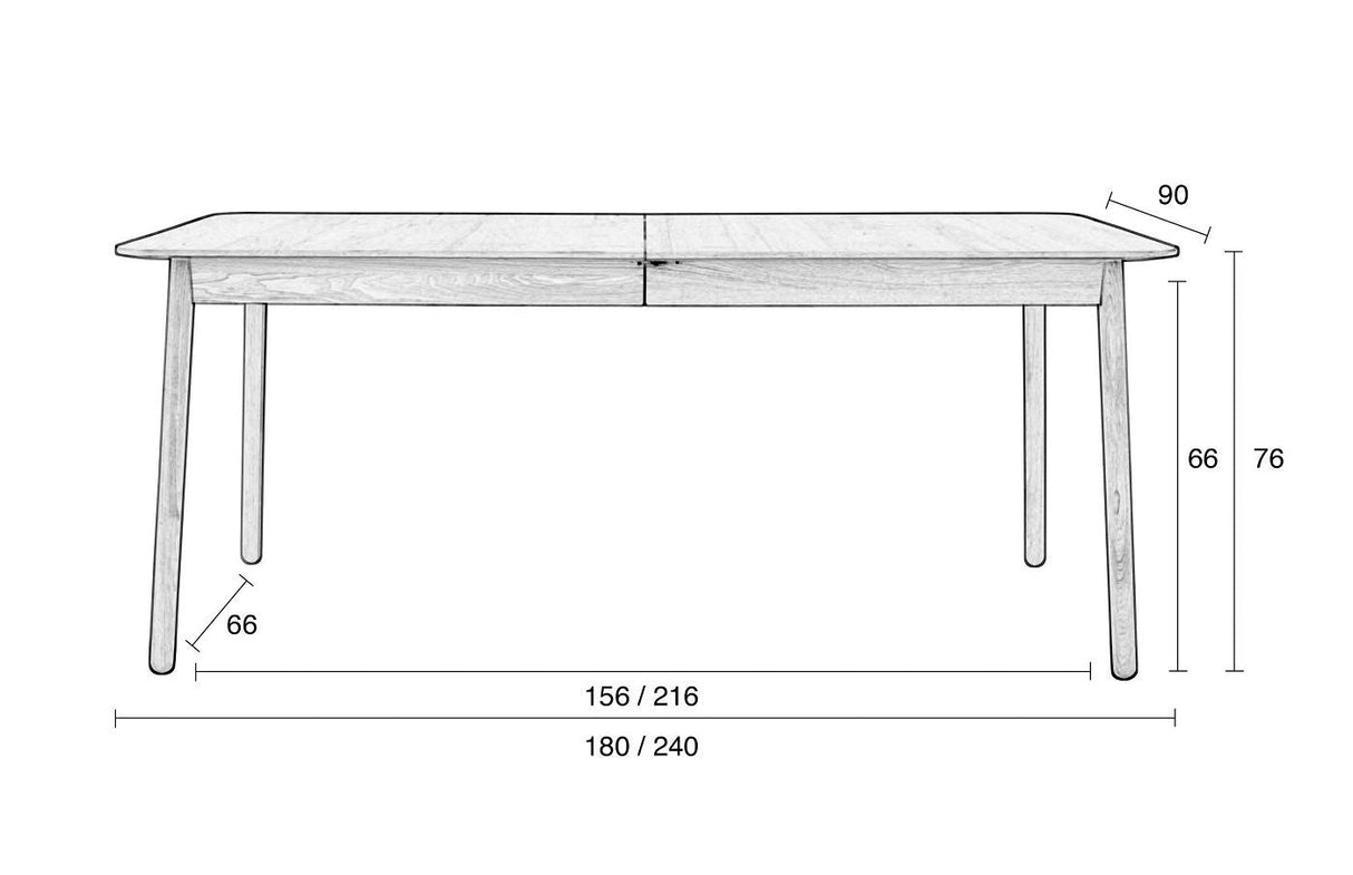 Zuiver Glimps matbord med utdragande 180/240x90 - naturen