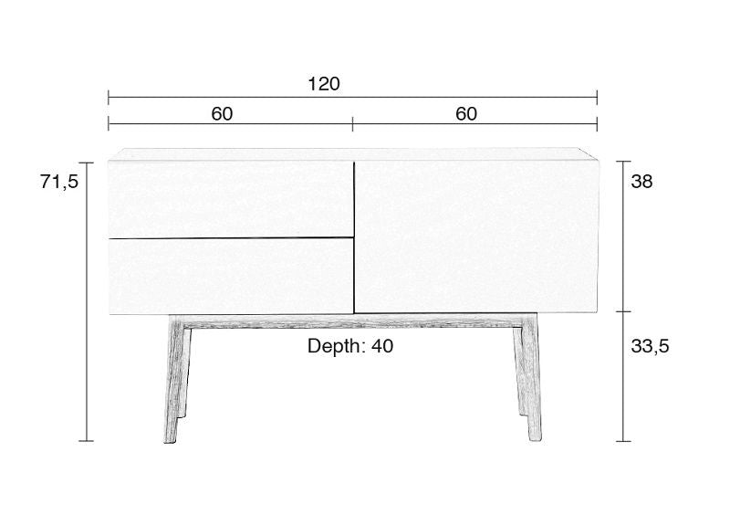 Zuiver High på Wood Sideboard - White - B: 120