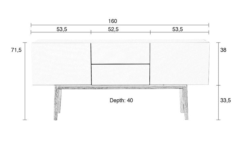 Zuiver High på Wood Sideboard - White - B: 160