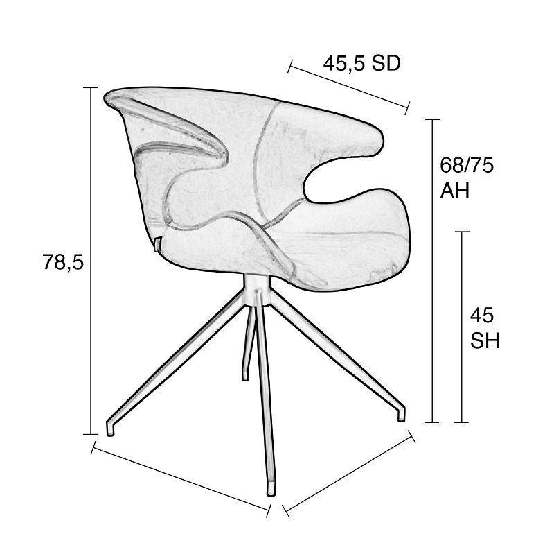 Zuiver Mia Dining Chair w/Armstests - Grey