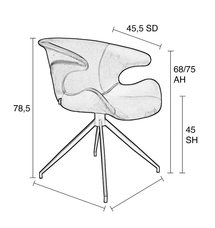 Zuiver Mia Dining Chair w/Armstest - Orange