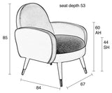 Zuiver Sam Lounge Chair - Velor Black/Gray