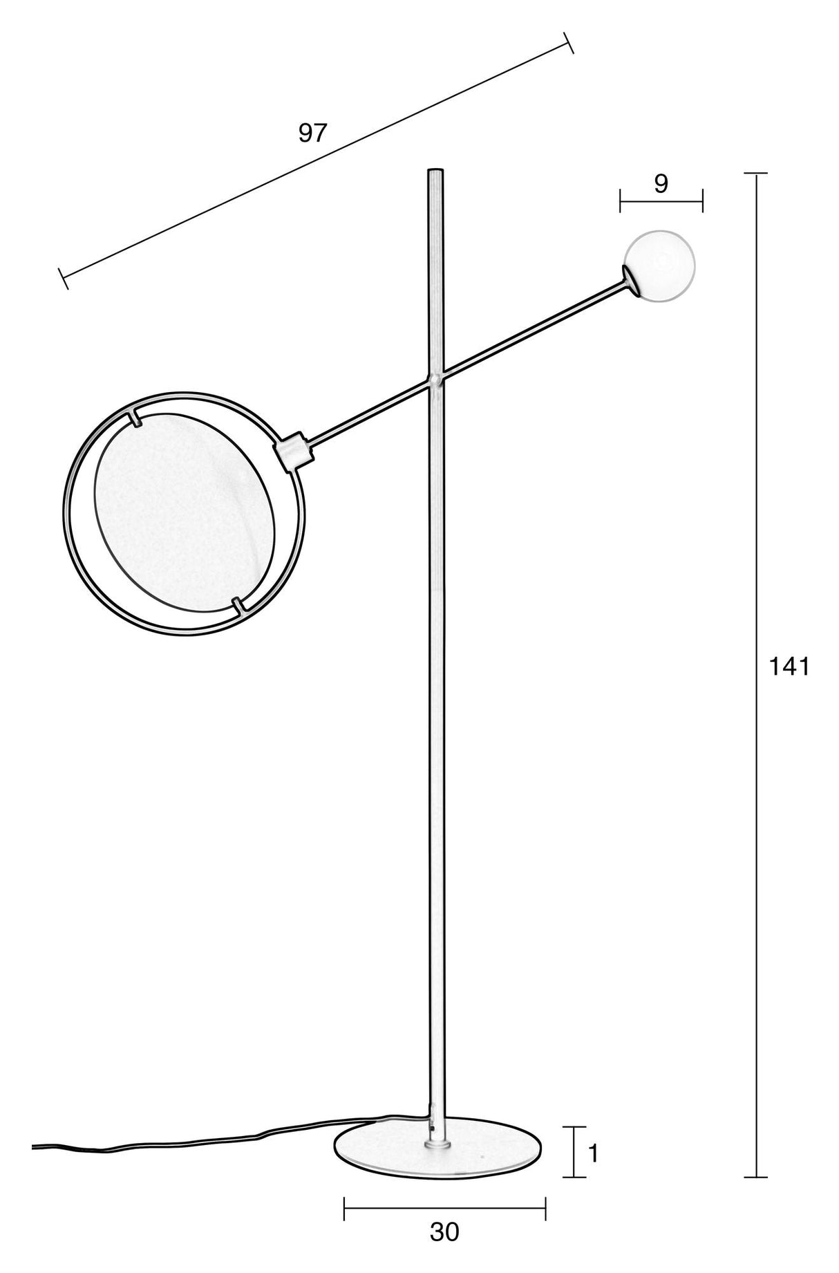 Sirius golvlampa, svart/guld