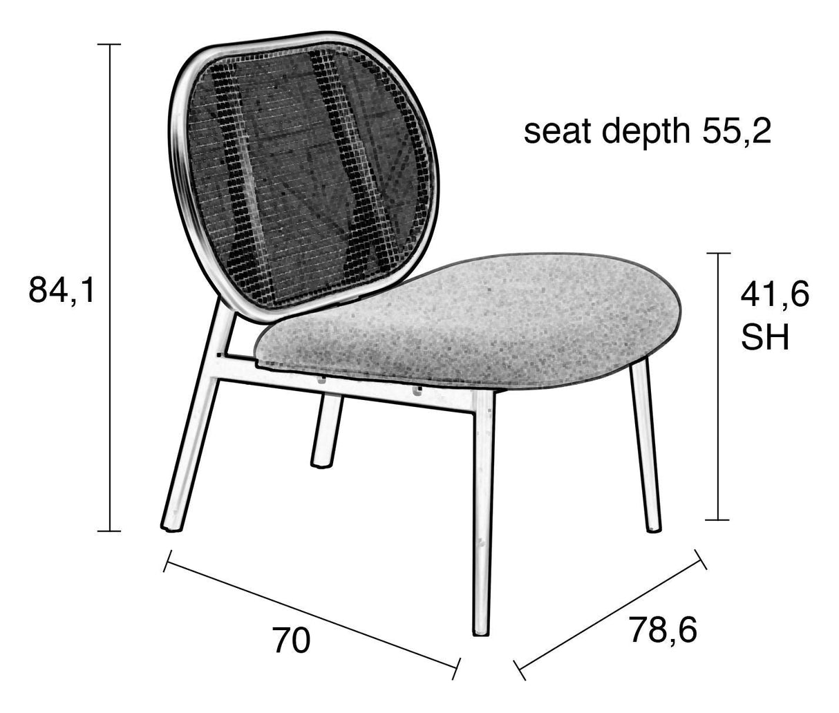 Zuiver Spike Lounge Chair - Grey/Nature