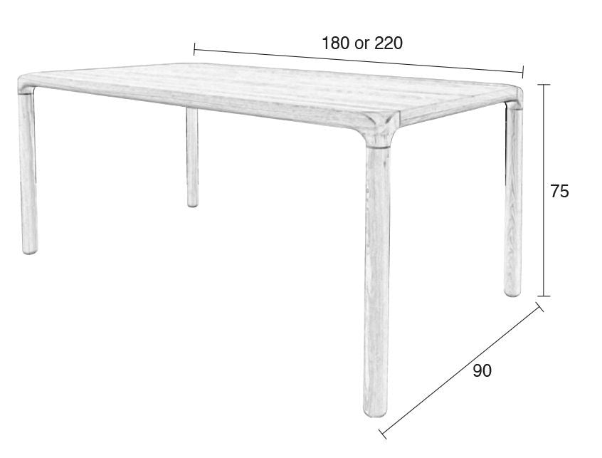 Zuiver Storm Dining Table - Ash Veneer, 90x220