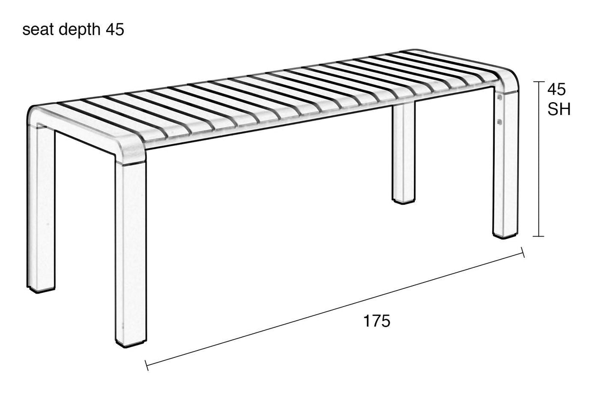 Zuiver Vondel Garden Bench - Green, 175x45