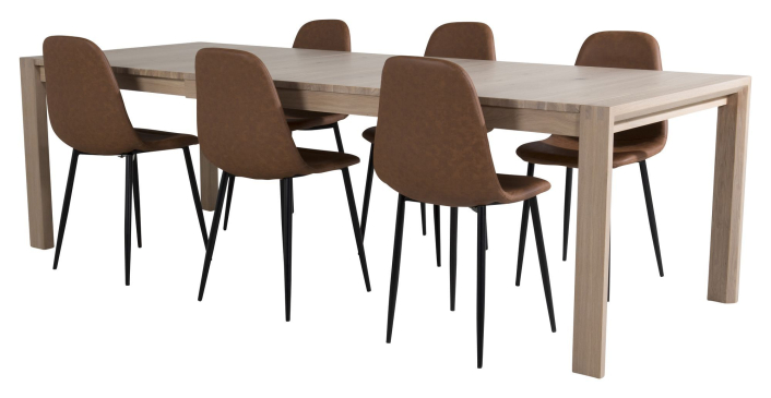 sleek-matbord-med-ilaggsskiva-med-6-polar-stolar-brun