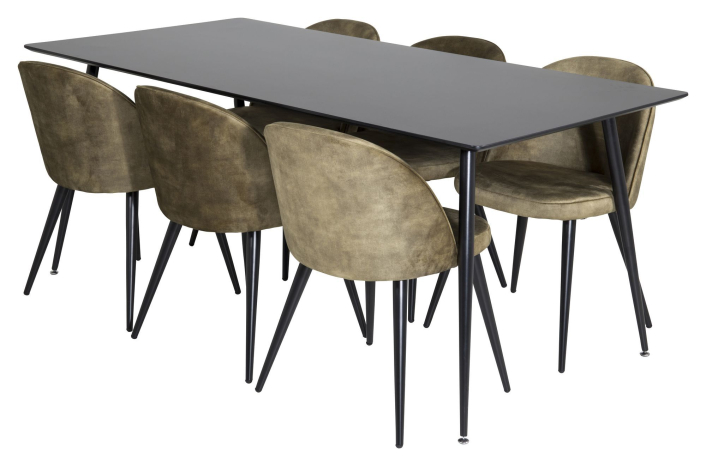 silar-matbord-i-svart-melamin-med-6-velvet-stolar-gron-velour