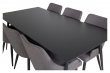 Silar Matbord i svart melamin med 6 Plaza-stolar