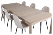 Sleek Matbord med iläggsskiva med 6 Polar-stolar, Beige velour