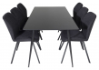 Silar Matbord i svart melamin med 6 Gemma-stolar, Svart