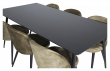 Silar Matbord i svart melamin med 6 Velvet-stolar, Grön velour