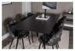 Silar Matbord i svart melamin med 6 Velvet-stolar, Velour