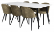 Polar Matbord med 6 Velvet-stolar, Grön Velour
​