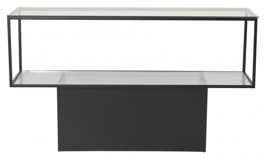 Maglehem Soffbord med glashylla - Svarta metallben, 130x35
