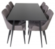 Silar Matbord i svart melamin med 6 Plaza-stolar